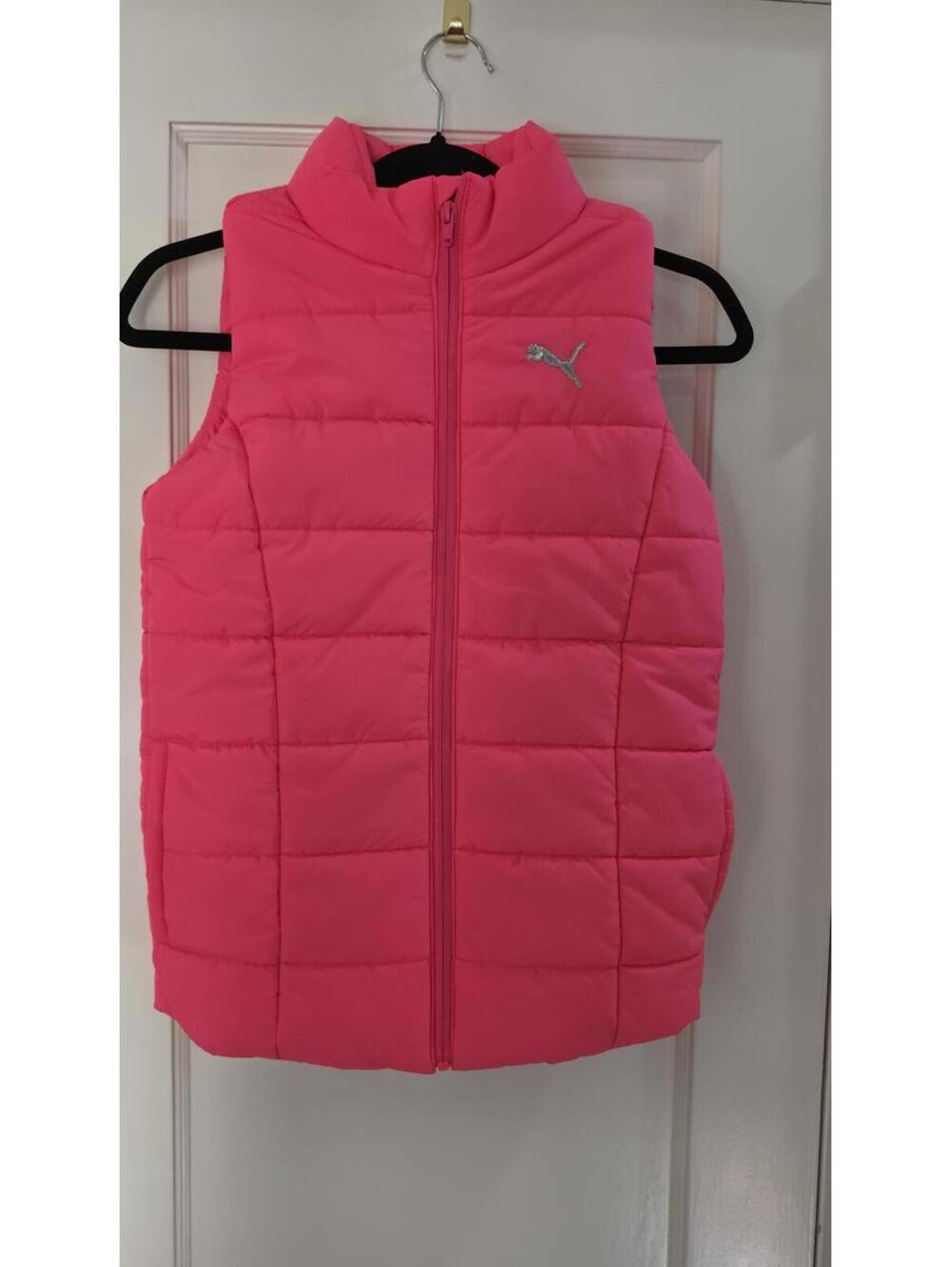 PUMA Neon Pink Quilted Puffer Vest Full Zip Women's Size M